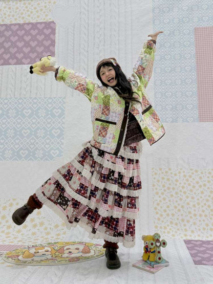 Quilted Print Blocked Padded Jacket【s0000015037】