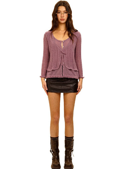 Hollow Twisted Knit Cardigan【s0000017932】
