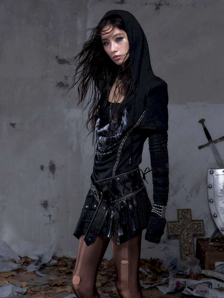 Patchwork long-sleeve layered dress【s0000014465】