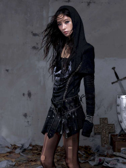 Patchwork long-sleeve layered dress【s0000014465】