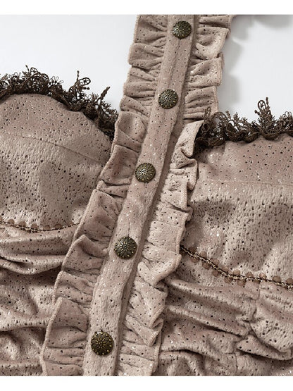 Baroque Lace Patchwork Halter Top【s0000017982】