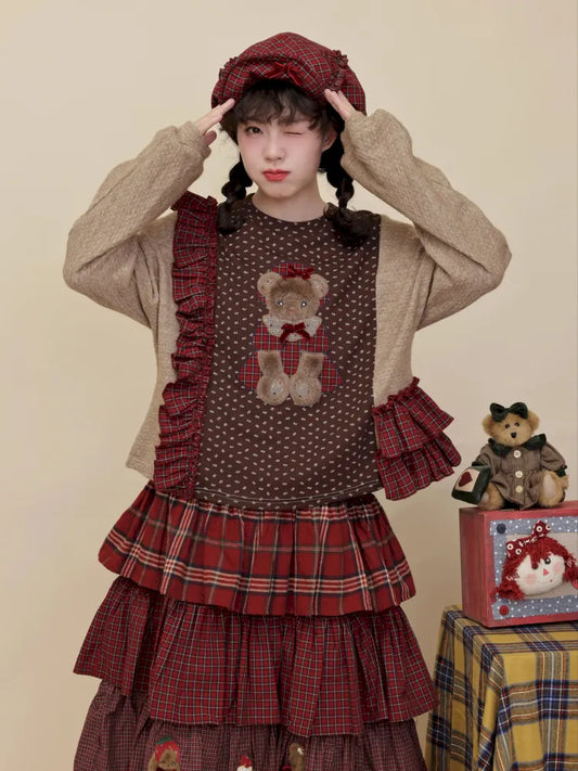 Embroidered lace-trim knit sweater【s0000014173】