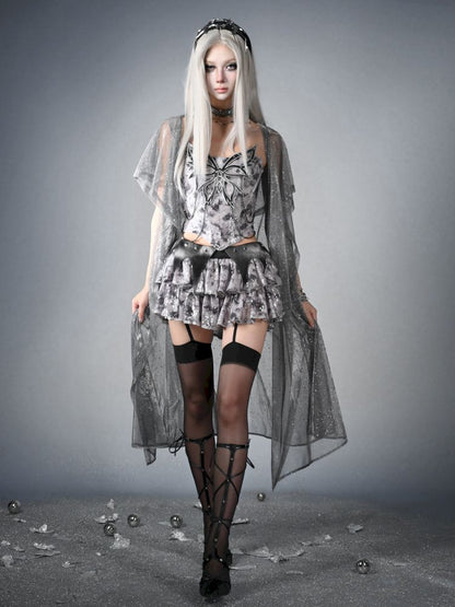 Crash nails sequins low waist cake skirt【s0000013501】