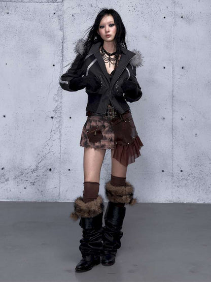 Street Punk Fur Hooded Padded Jacket【s0000014922】