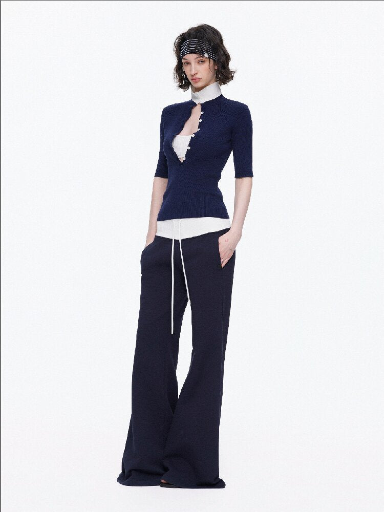 Lyocell Contrast Knitted Top【s0000015923】