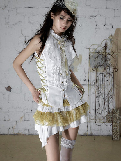 Medieval Ruffled Halter Camisole Top【s0000017235】
