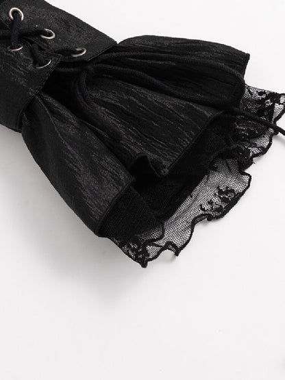 Patchwork Pearlescent Ruffled Stand Collar Shirt【s0000019242】