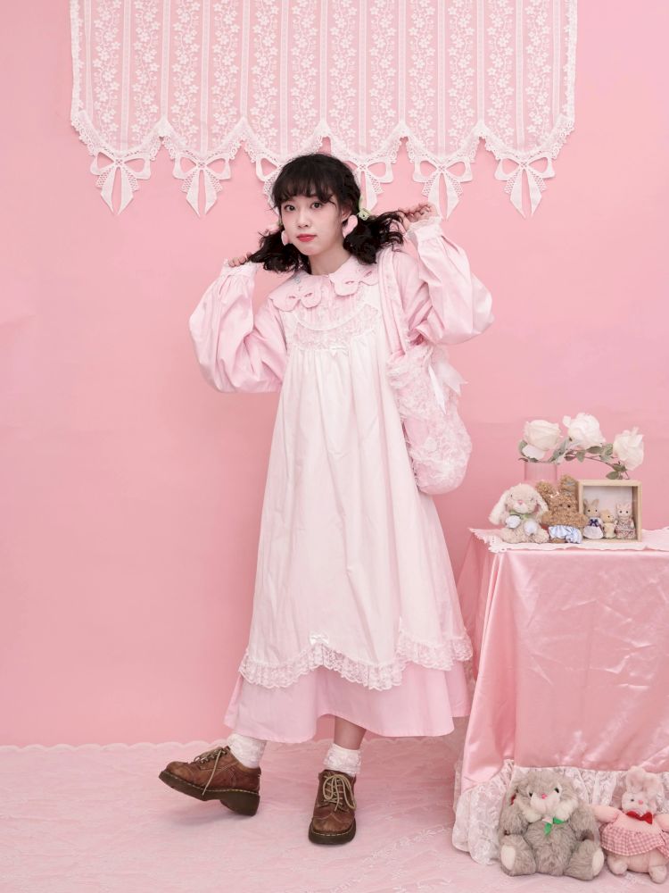 Lace petal hem smocked skirt tank dress【s0000013497】