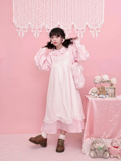 Lace petal hem smocked skirt tank dress【s0000013497】