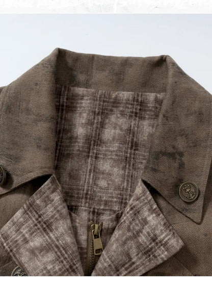 Plaid functional distressed dirty jacket【s0000014114】