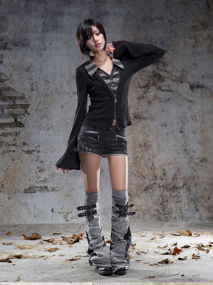 Faux Two-Piece Leggings Low-Rise Shorts【s0000014485】