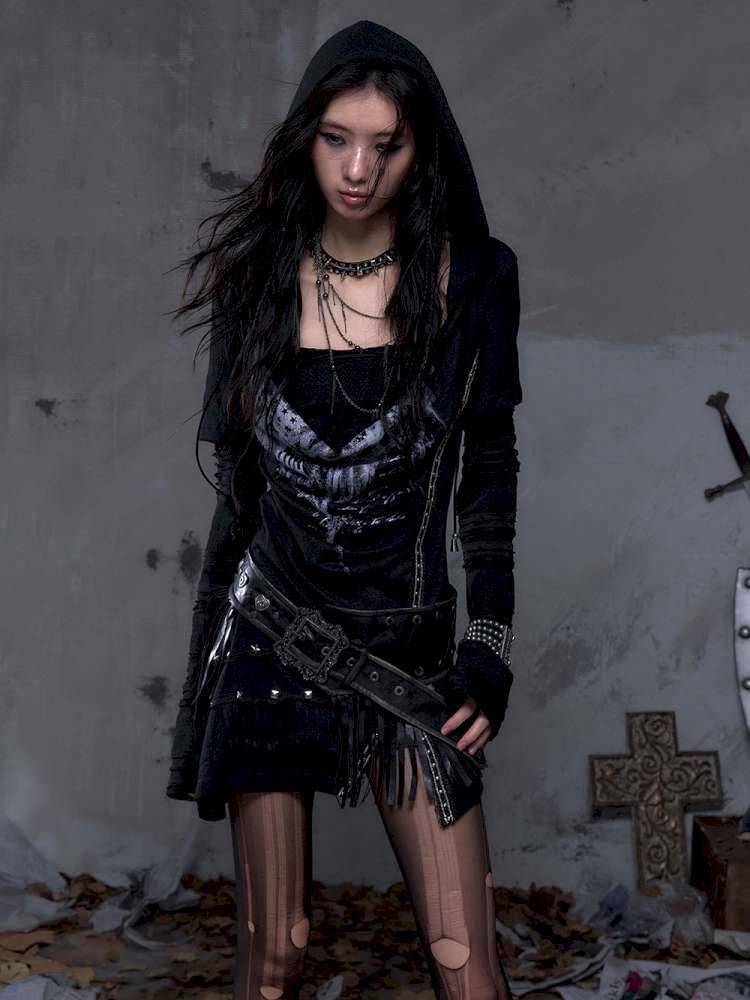 Patchwork long-sleeve layered dress【s0000014465】