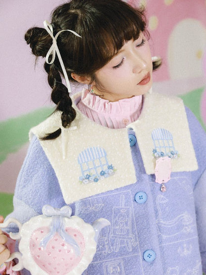Dollhouse Embroidered Colorblocked Tweed Coat【s0000005691】