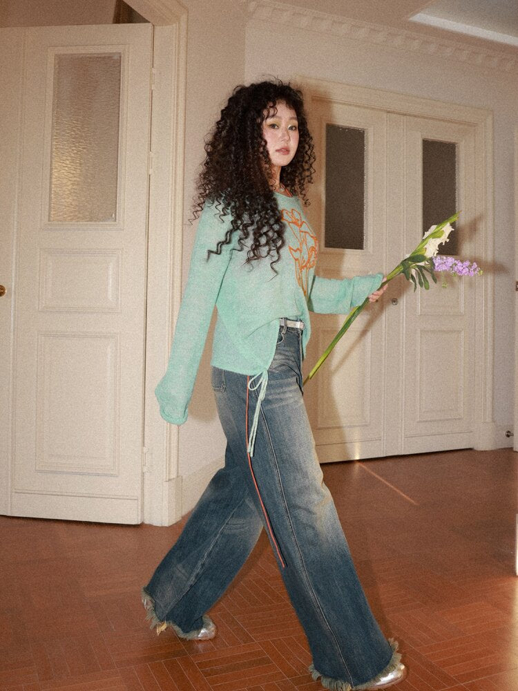 Retro Cat Whiskers Washed Jeans【s0000015463】