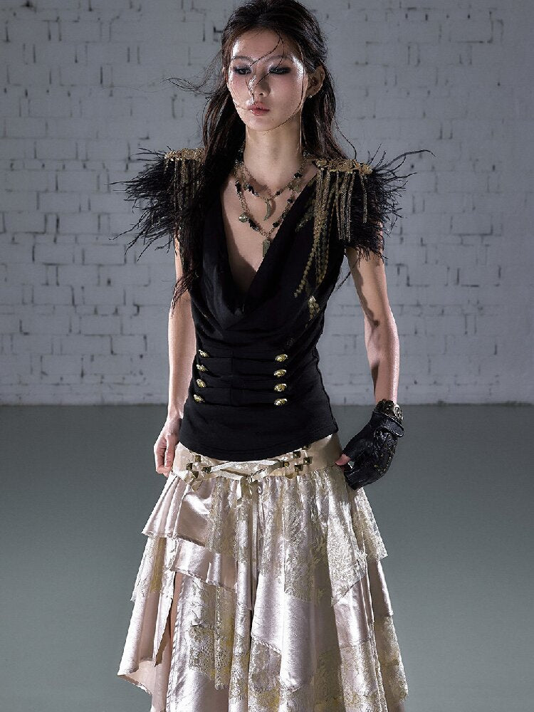 Parched Ostrich Feather Vest【s0000016200】