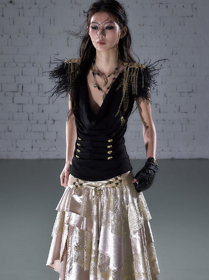 Parched Ostrich Feather Vest【s0000016200】