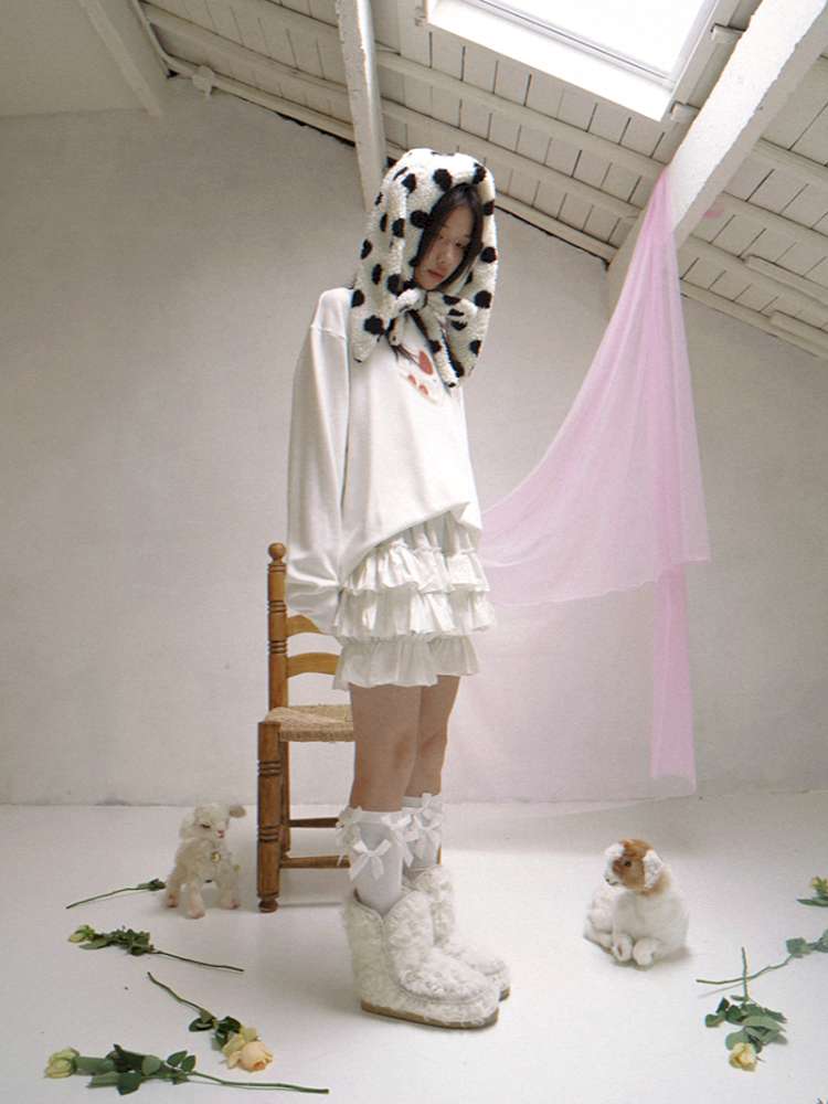 Polka Dot Shearling Rabbit Ear Hat【s0000014528】