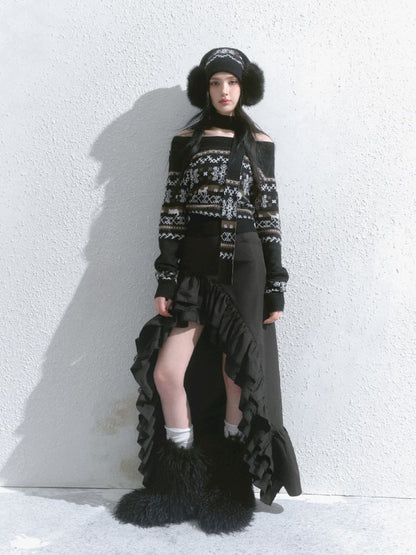 Irregular ruffled half-body skirt【s0000013746】