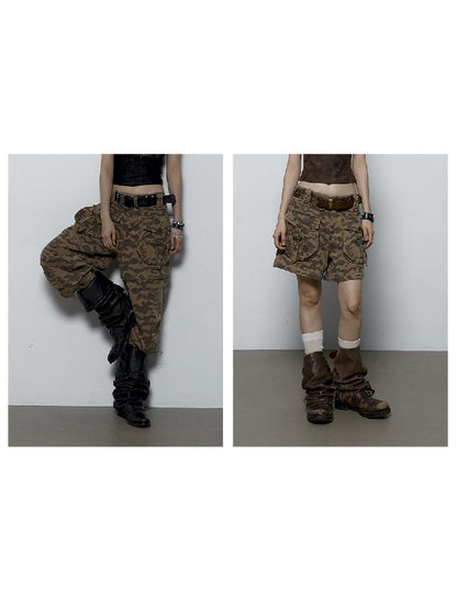 Scrap Loose Camouflage Two Wear Shorts Seven Pants【s0000009382】