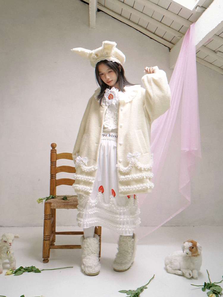 Lace Wool Bubble Sleeve Coat【s0000014532】