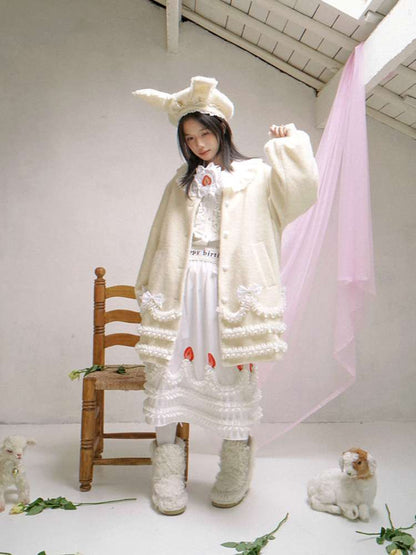 Lace Wool Bubble Sleeve Coat【s0000014532】