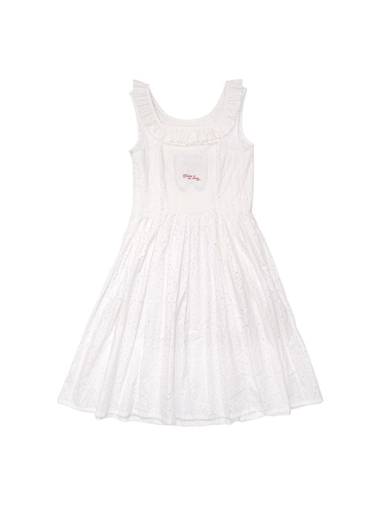 Embroidered Pure White Vest Dress [S0000010909]