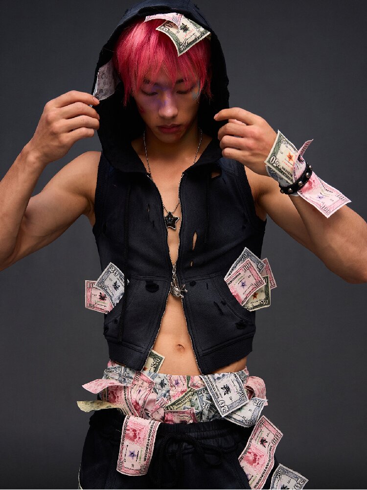 Distressed Vest Jackrt【s0000017489】