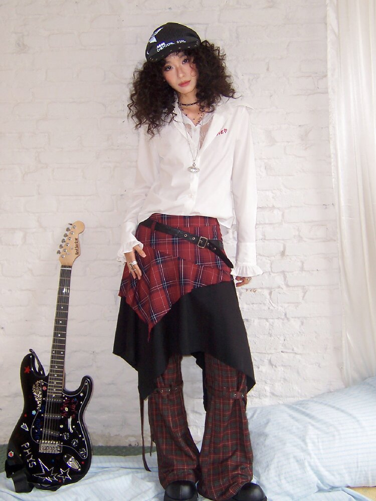 Punk Plaid Patchwork Irregular Skirt【s0000017899】