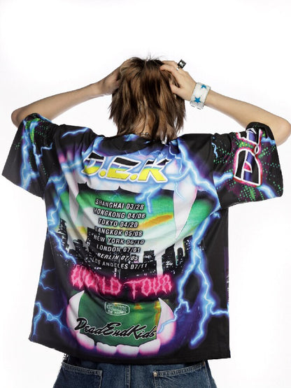 Dark Rock Lightning Print T-shirt【s0000015891】