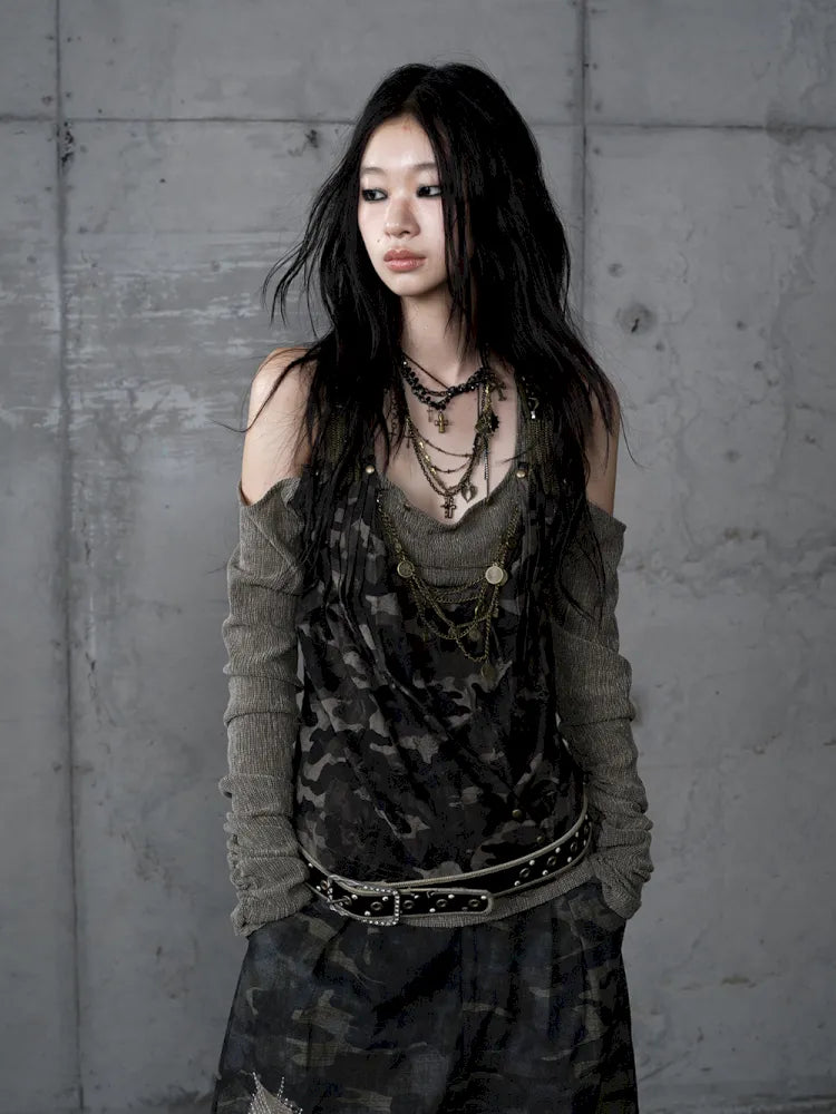 Off-Shoulder Long Sleeve Blouse【s0000014121】