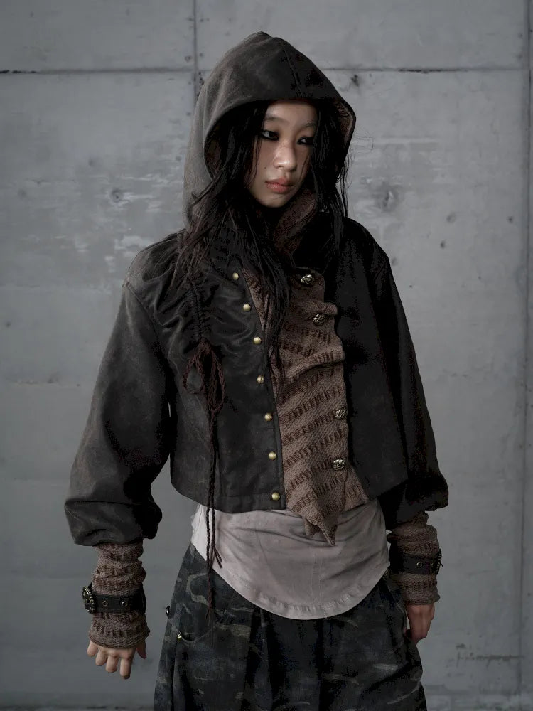 Knit Suede Short Hooded Jacket【s0000014120】