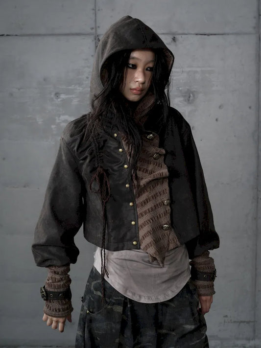 Knit Suede Short Hooded Jacket【s0000014120】