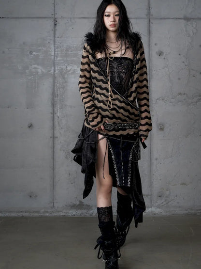 Two-Piece Set Striped Knit Top【s0000013953】