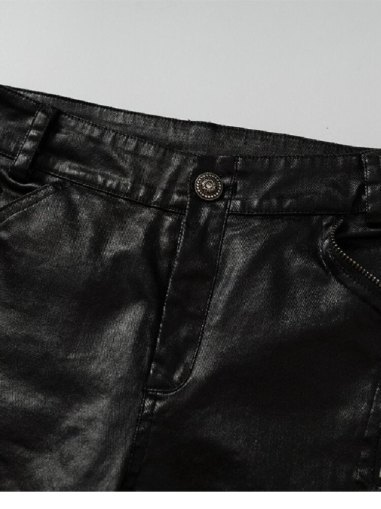 Washed Wax Leather Skinny Pants【s0000019162】