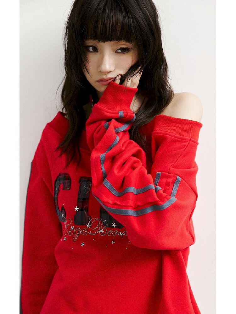 하나의 어깨 슬래시 다중 스웨트 셔츠 [S0000011427]