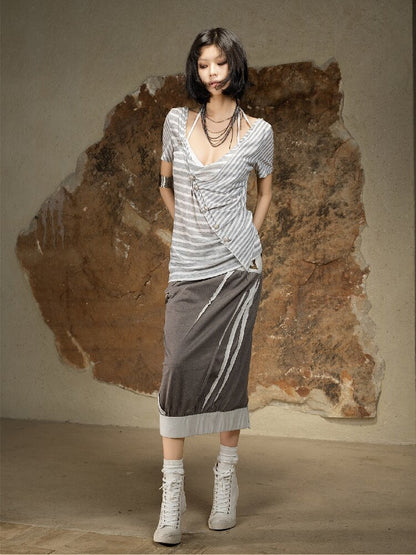 Vintage Punk Irregular Knit T-shirt【s0000016880】