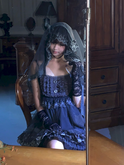 Dark Lolita Lace Mesh Sundress Dress【s0000014684】