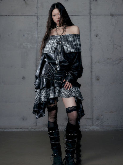 Back leather long sleeve sweater jacket【s0000013477】