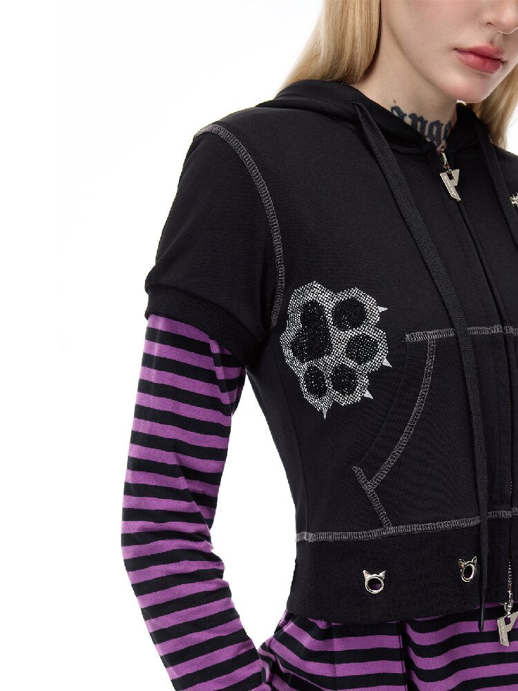 Cat Ear Rhinestone Camo Hoodie【s0000017721】