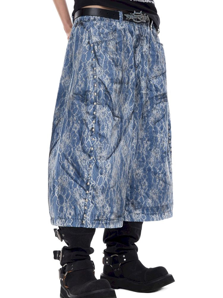 Genderless denim 8-inch shorts【s0000012982】