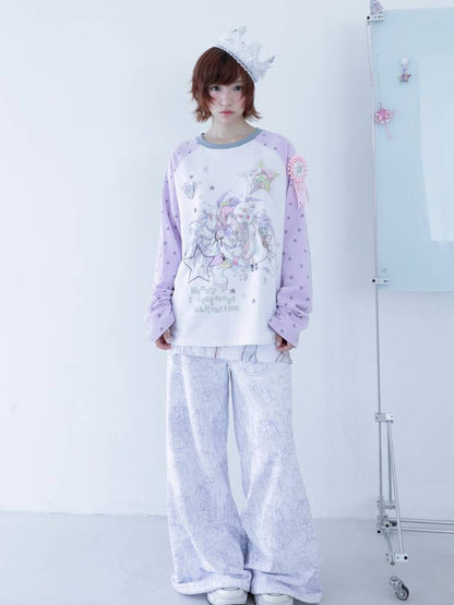 Star Drop-Shoulder Long-Sleeve Sweatshirt【s0000014439】