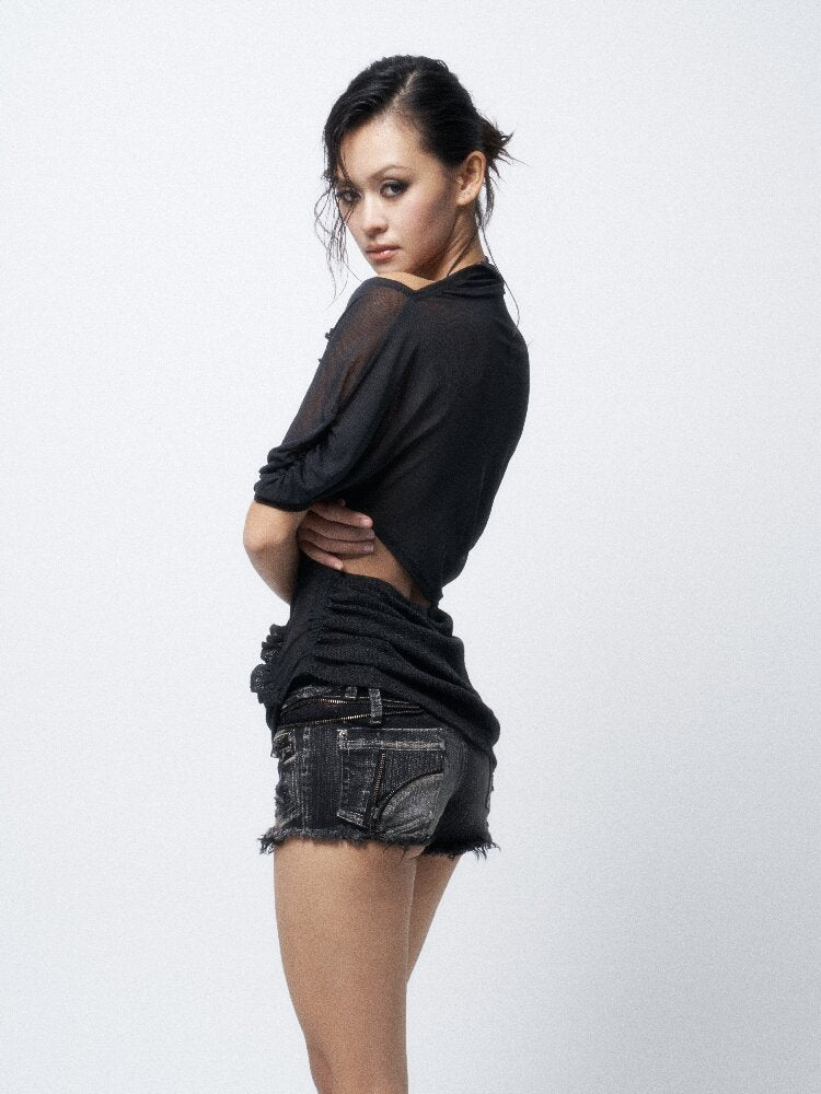 3-Tone Knitted Mesh Pleated T-Shirt【s0000016063】