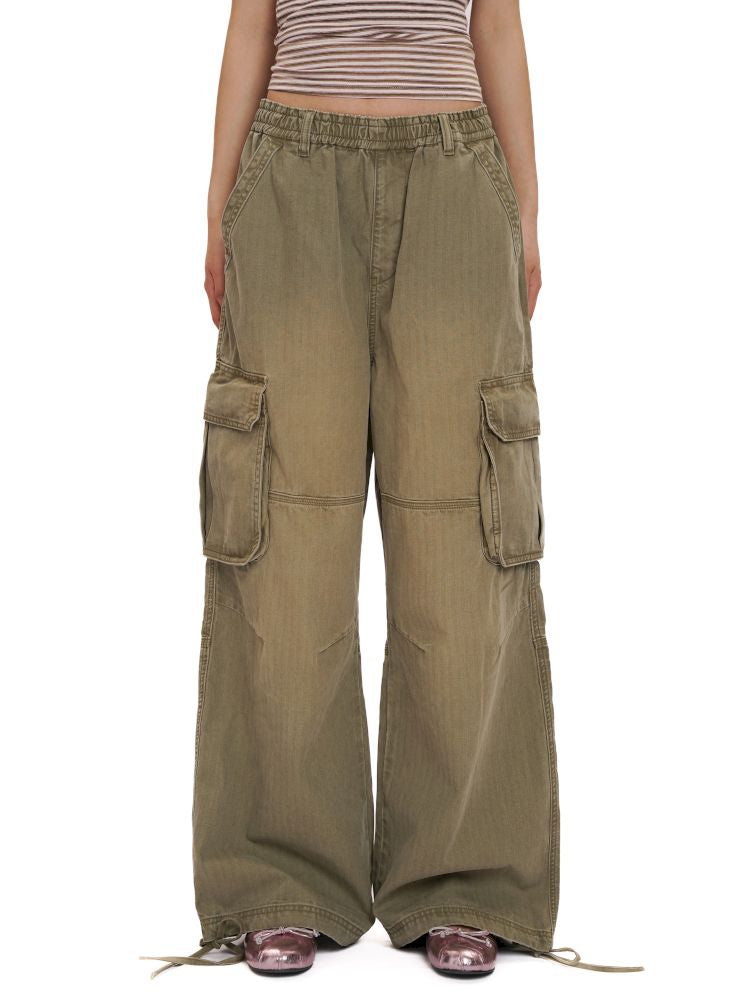 Drawstring Peplum work pants【s0000012494】