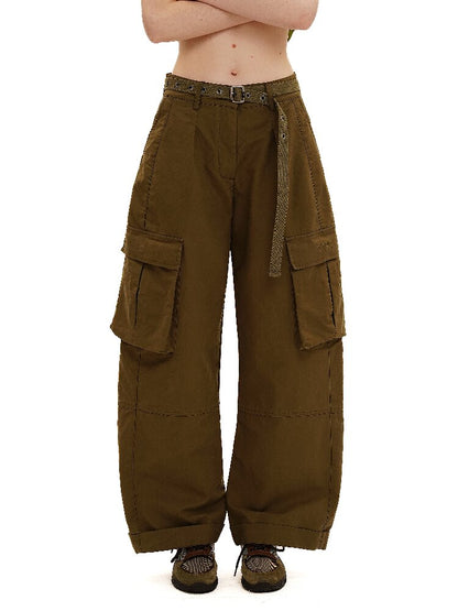 Long Staple Cotton Cargo Trousers【s0000016138】