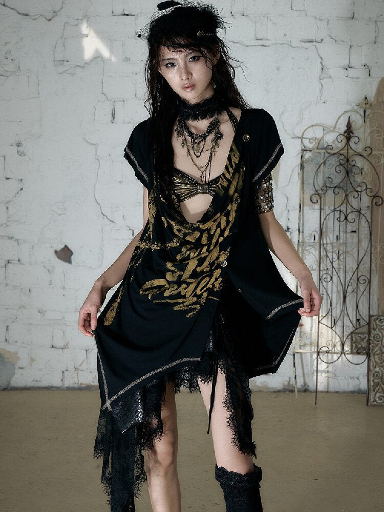 Punk Metallic Bikini Short T-Shirt【s0000016978】