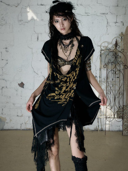 Punk Metallic Bikini Short T-Shirt【s0000016978】