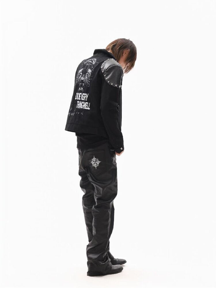 Leather Armor Rivet Canvas Jacket【s0000018352】