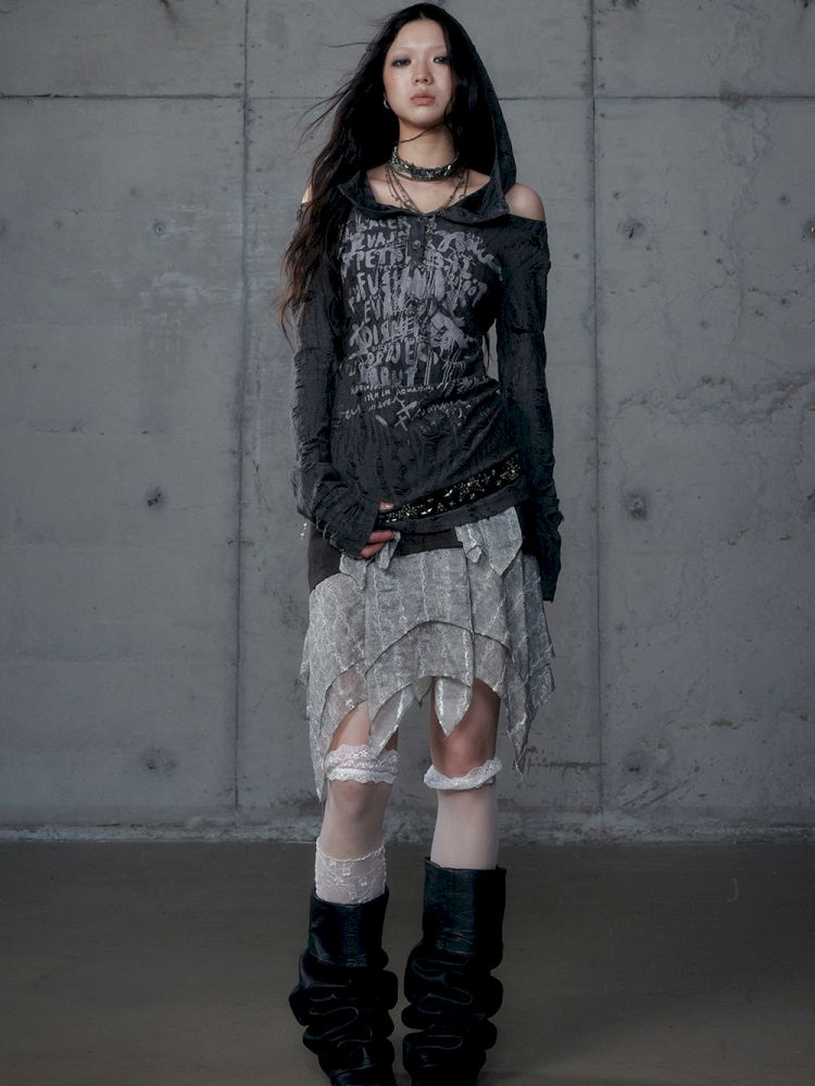 Backless Hooded Long Sleeve Bottom Top【s0000013469】