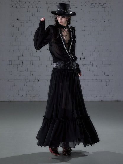 Shirring Deep V Chiffon Dress【s0000015932】