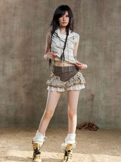 Irregular Pleated Multi-Wear Vest【s0000012658】